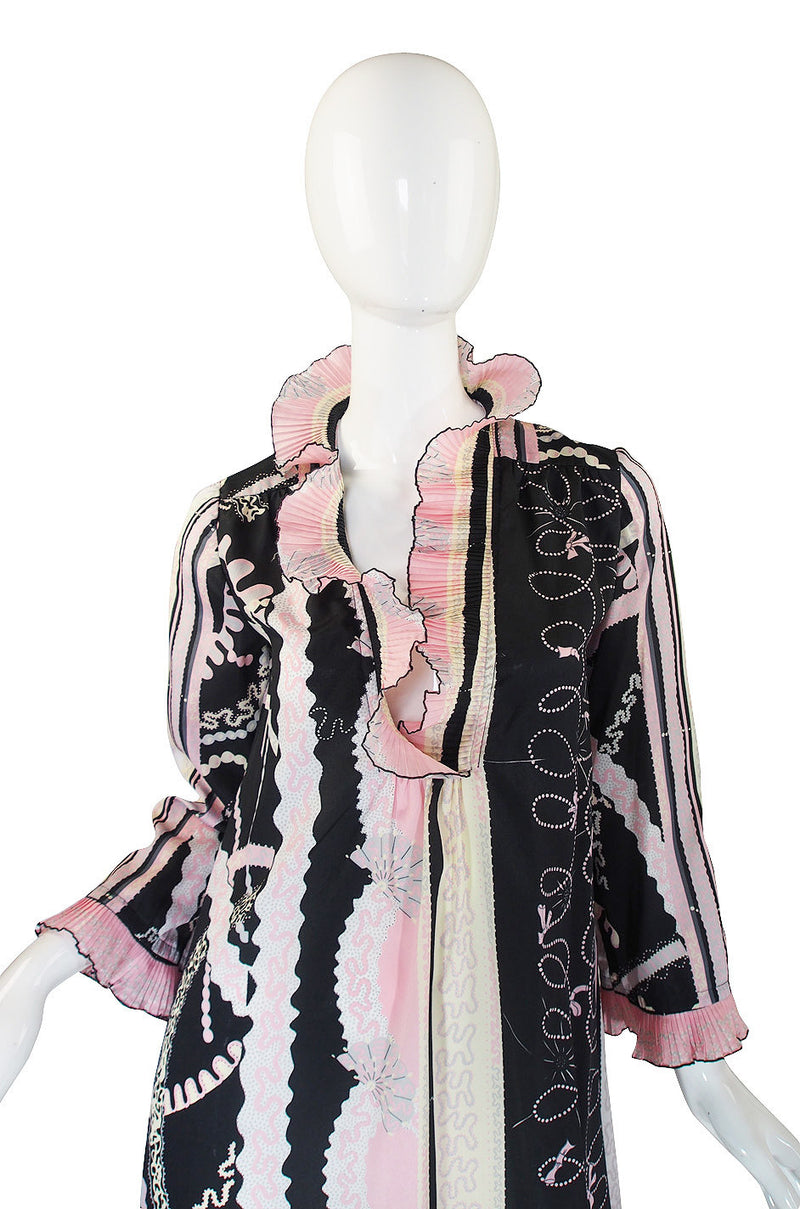 1980s Zandra Rhodes Pink Silk Caftan