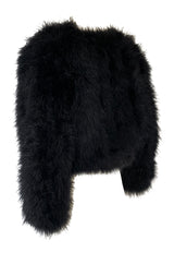 1970s Unlabeled Soft & Fluffy Black Feather Cropped 'Chubby' Jacket
