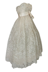 Spring 1959 Christian Dior Haute Couture Ivory & Silver Lace Dress