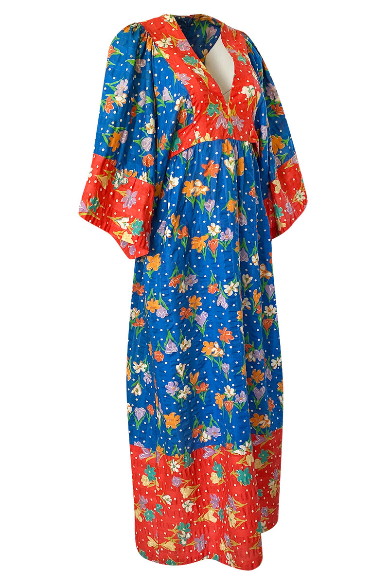 1960s Young Innocents by Arpeja Cotton Floral Print Caftan Dress