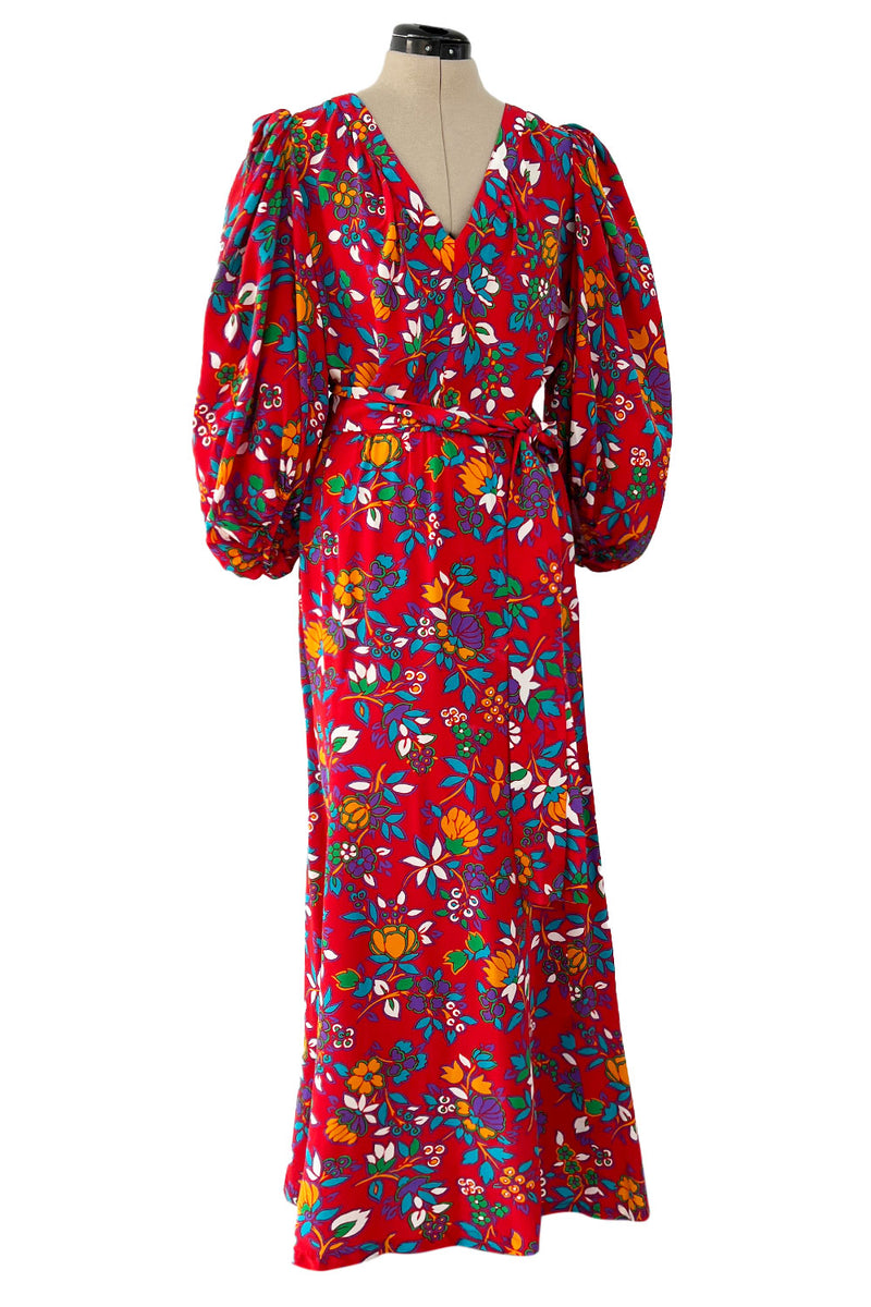 Yves Saint Laurent Floral Dress Yves Saint Laurent Pure Silk Red