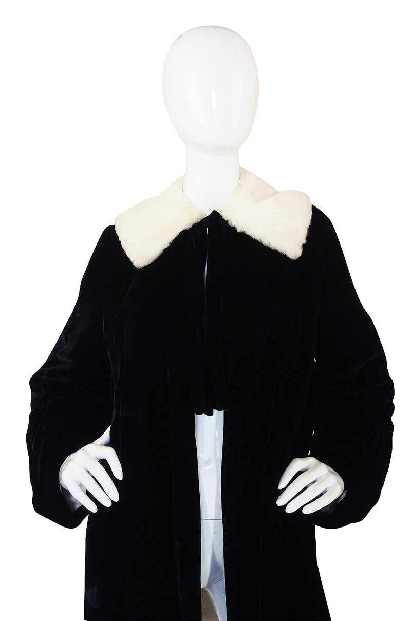 1920s Velvet and Ermine Flapper Coat or Jacket