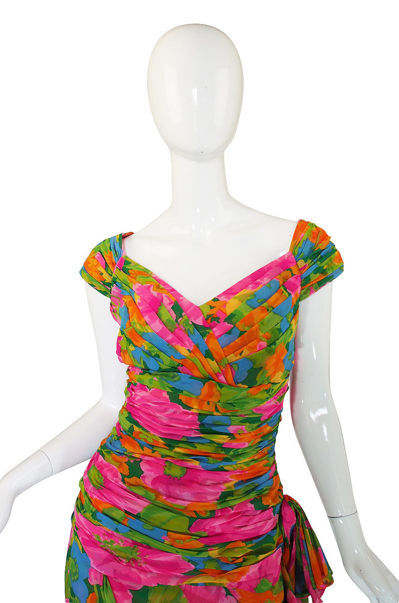 1980s Silk Jacques Molkos Fitted Dress