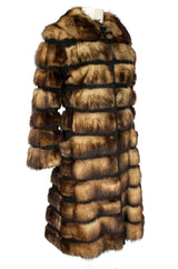 c.1966 Pierre Cardin Fitch Fur & Black Suede Flared Sleeve Coat