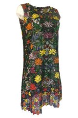 1960s Unlabeled Hand Made & Beaded and Sequin Netted Cord Dress