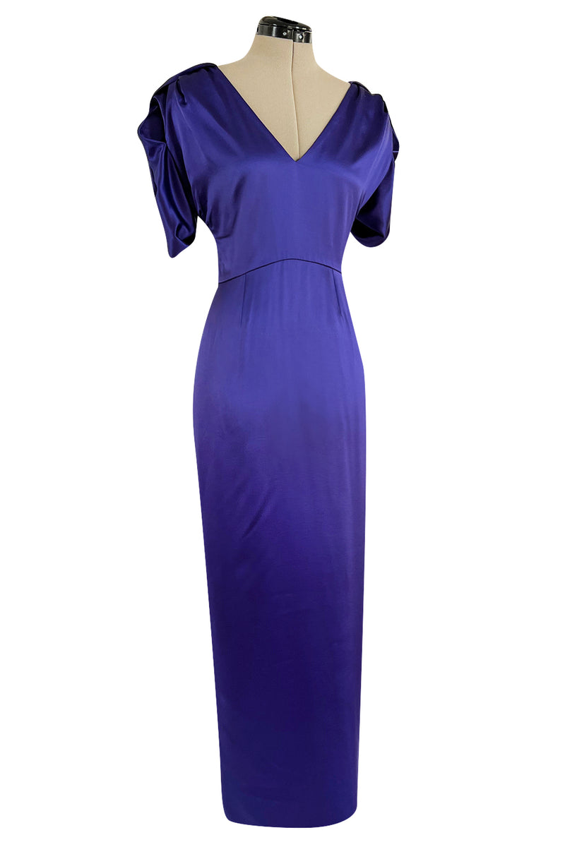 Rare Fall 2011 Christian Dior by John Galliano Purple Silk Satin Open Back Dress