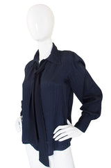1970s Blue Silk Givenchy Top