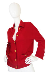 1990s Red Cashmere Chanel Cardigan Sweater