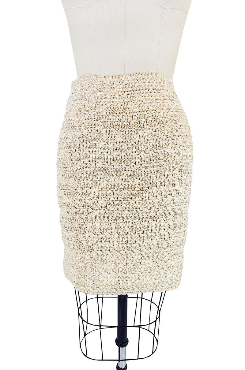 1980s Stretch Knit & Cord Kritzia Mini Skirt
