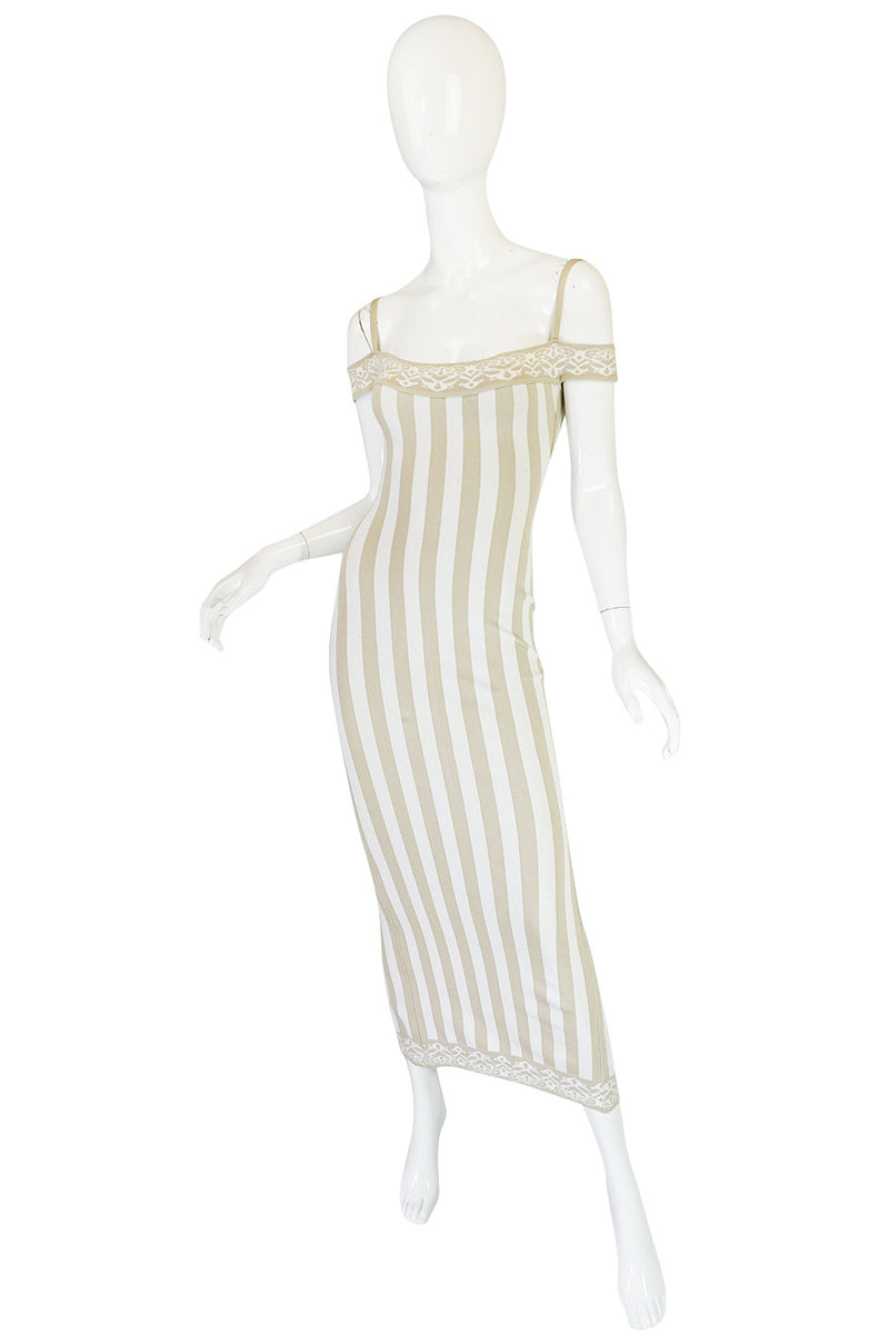 Rare Spring 1992 Museum Held Azzedine Alaia Striped Dress