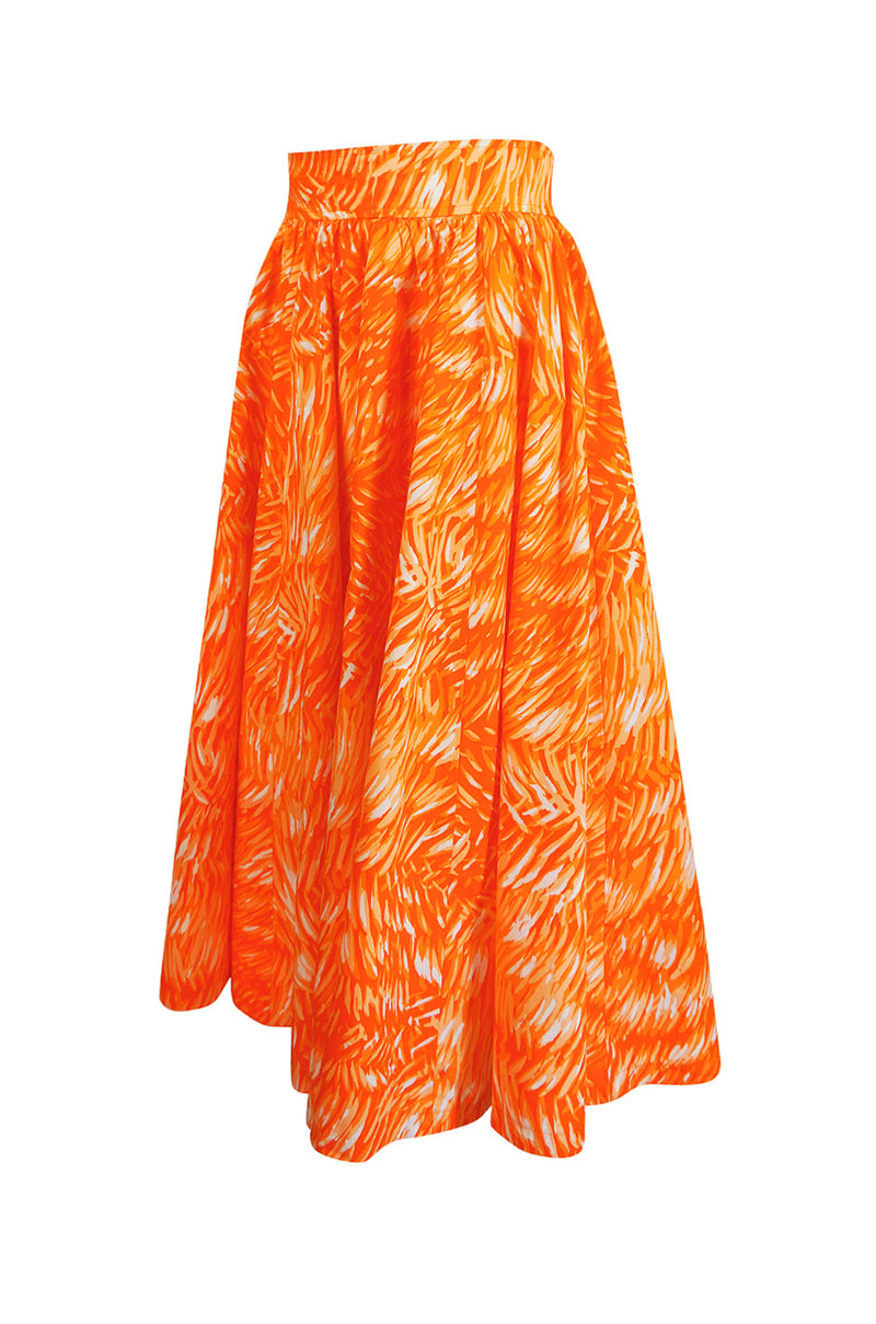 1970s Yves Saint Laurent Printed Cotton Fulll Circle Skirt