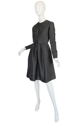 c1972 Geoffrey Beene Silk Black & White Dot Dress