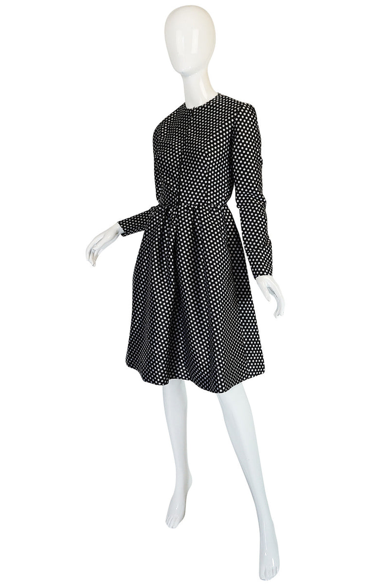 c1972 Geoffrey Beene Silk Black & White Dot Dress
