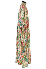 Gorgeous 1960s Lucie Ann Beverly Hills Gold Thread Lame Caftan w Sequin Detailing