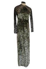 1994 Geoffrey Beene Leopard Print Chenille & Metallic Netting Dress