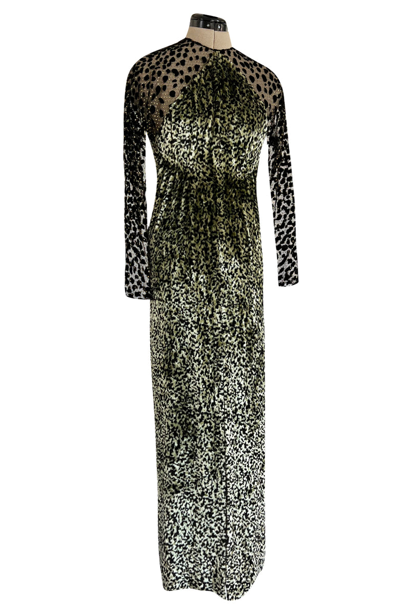 1994 Geoffrey Beene Leopard Print Chenille & Metallic Netting Dress