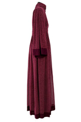 Incredible 1969-1972 Christian Dior by Marc Bohan Demi-Couture Numbered Silk Chiffon Burgundy Dress
