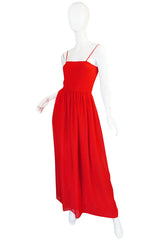 Beautiful 1970s Red Silk and Chiffon Lanvin Dress