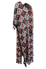 2016 Rhode Resort 'Casu' Printed Cotton Voile Tasseled Caftan Dress