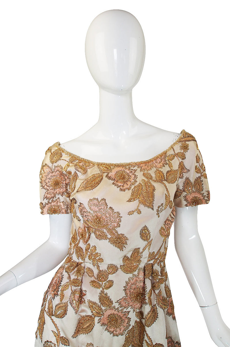 1960s Jean Louis Bead & Embroidery Silk Gown
