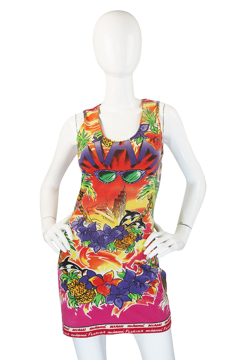 Rare 1990s Versace Couture Miami T Shirt Dress