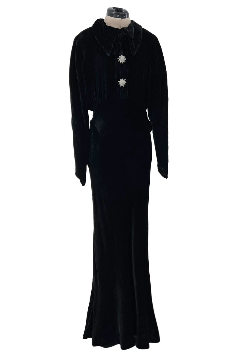 dress 1930s party Gorgeous 1930s Bias Cut Black Silk Velvet Dress w Incredible 3D Star B – Shrimpton Couture