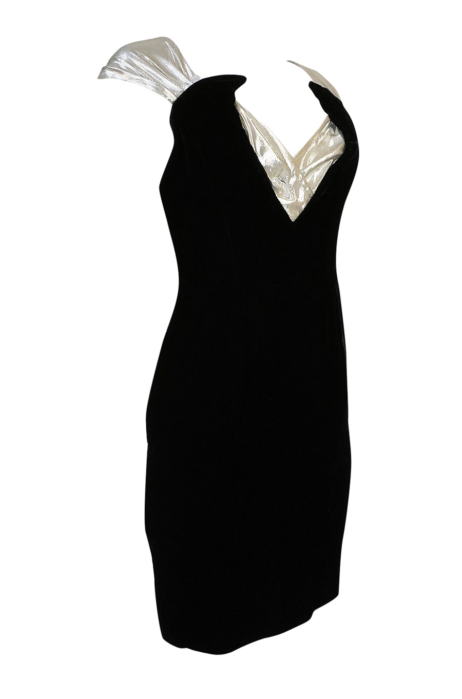 1990s Thierry Mugler Futuristic Silver & Black Velvet Dress – Shrimpton  Couture