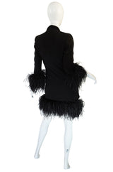 1980s Dramatic Feathered Louis Feraud Dress and Jacket