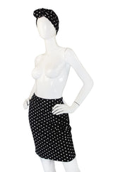 1980s Amazing Norma Kamali Dot Skirt & Turban