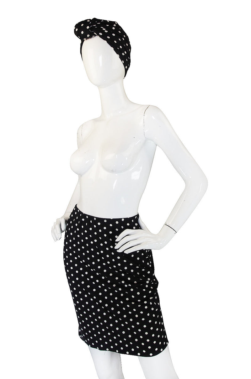 1980s Amazing Norma Kamali Dot Skirt & Turban
