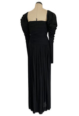 Spectacular 1970s Lanvin by Jules-Francois Crahay Off or On the Shoulder Draped Jersey Dress