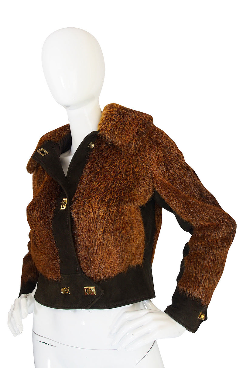 1970s Dyed Beaver Fur & Suede Turn Key Jacket