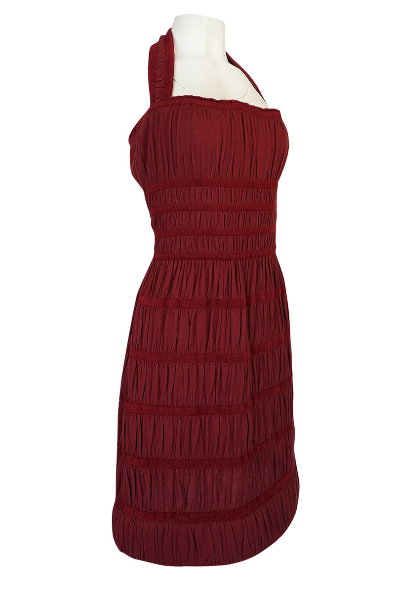 F/W 2009 Azzedine Alaia Burgundy Silk & Chenille Knit Dress