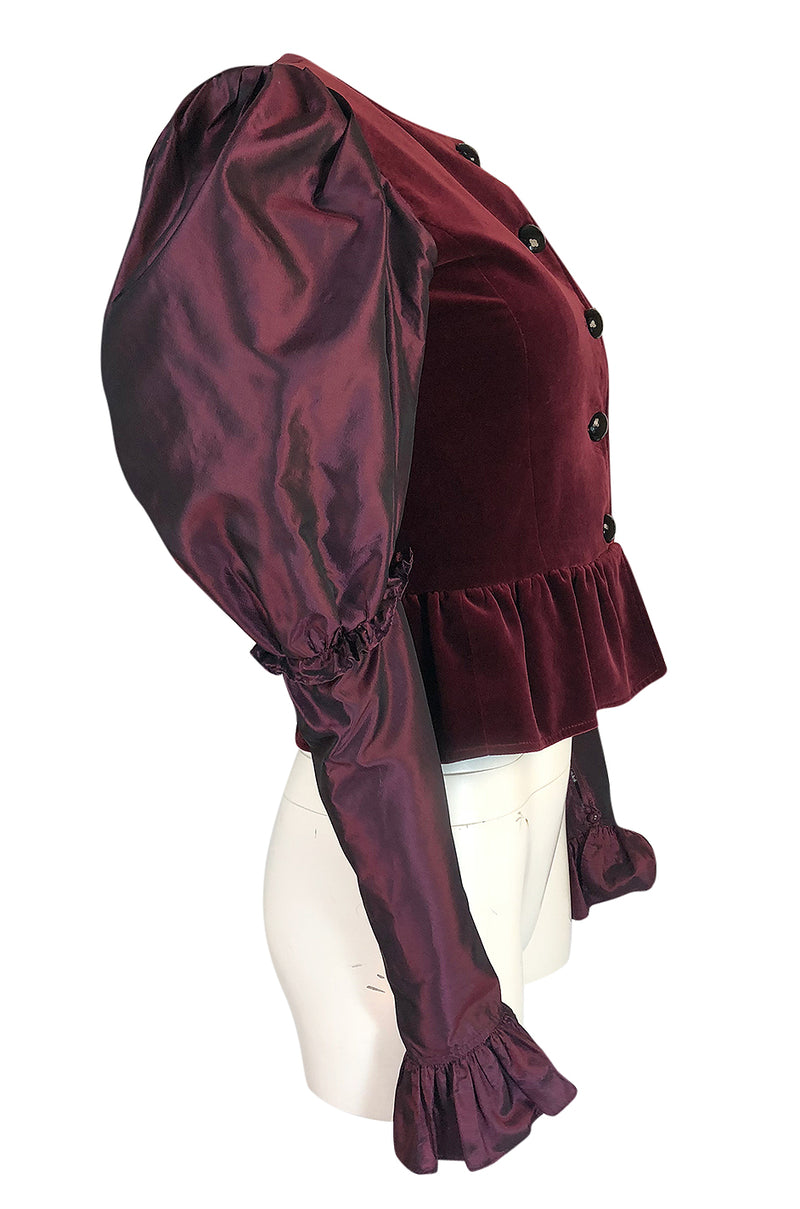 Fall 1982 Yves Saint Laurent Dramatic Sleeve Silk Taffeta & Velvet Jacket
