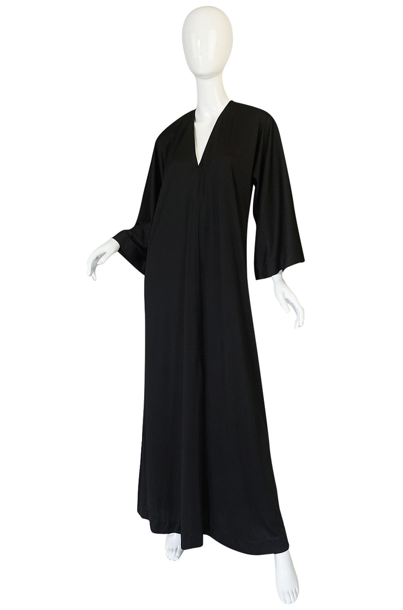 1970s Halston Simple & Chic Black Jersey Caftan Dress