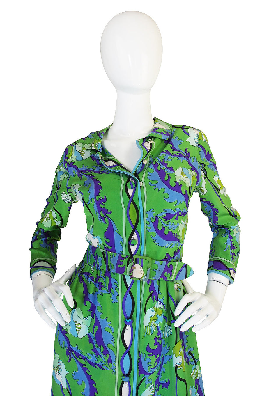 emilio pucci green dress 1960s Green Silk Print Emilio Pucci Dress – Shrimpton Couture