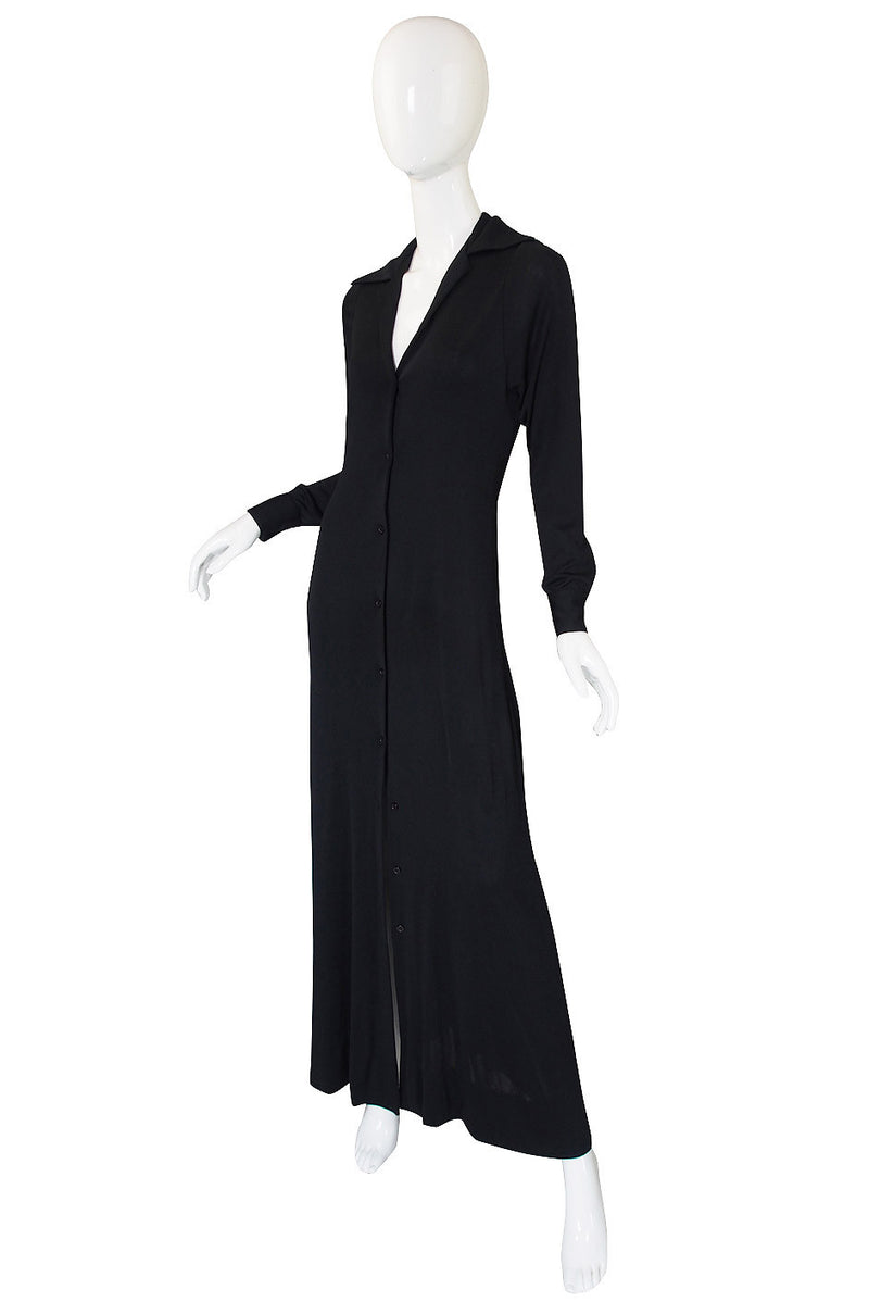 1972 Black Silk Jersey Halston Shirt Dress – Shrimpton Couture