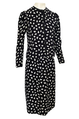 Fall 1982 Yves Saint Laurent Heart Print Black & White Suit Set