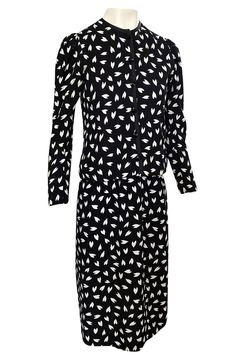 Fall 1982 Yves Saint Laurent Heart Print Black & White Suit Set