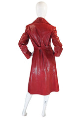 Rare 1970s Red Snakeskin & Fox Gucci Trench Coat