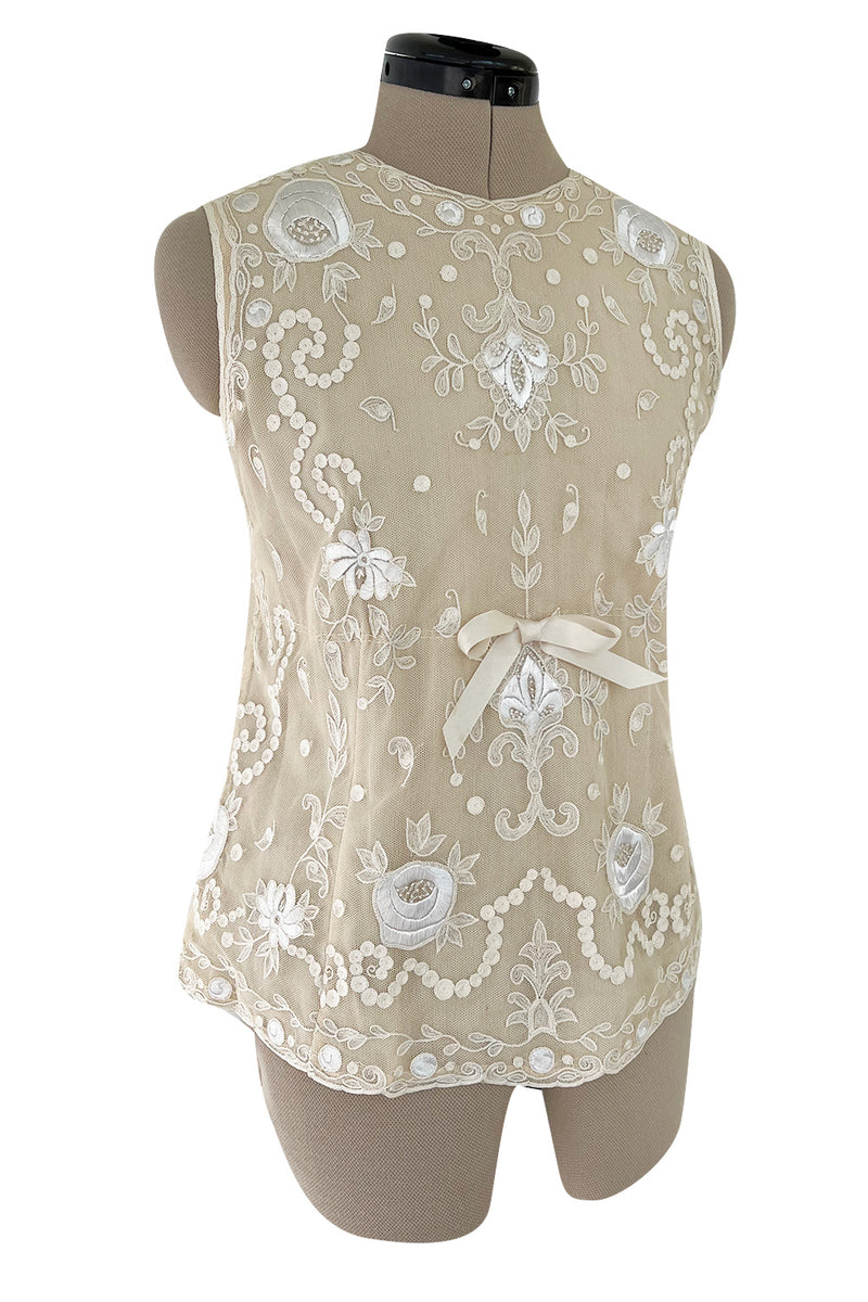 Spring 2006 Christian Lacroix Haute Couture Runway Embroidered Ivory Net Top