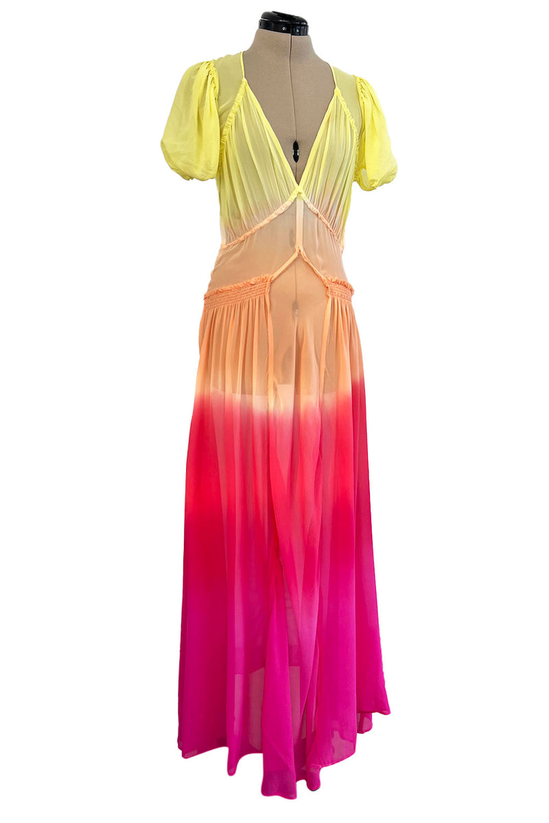 Gorgeous Spring 2018 Attico Bellisima Collection Look 5 Silk Chiffon Tropical Sunset Coloured Dress