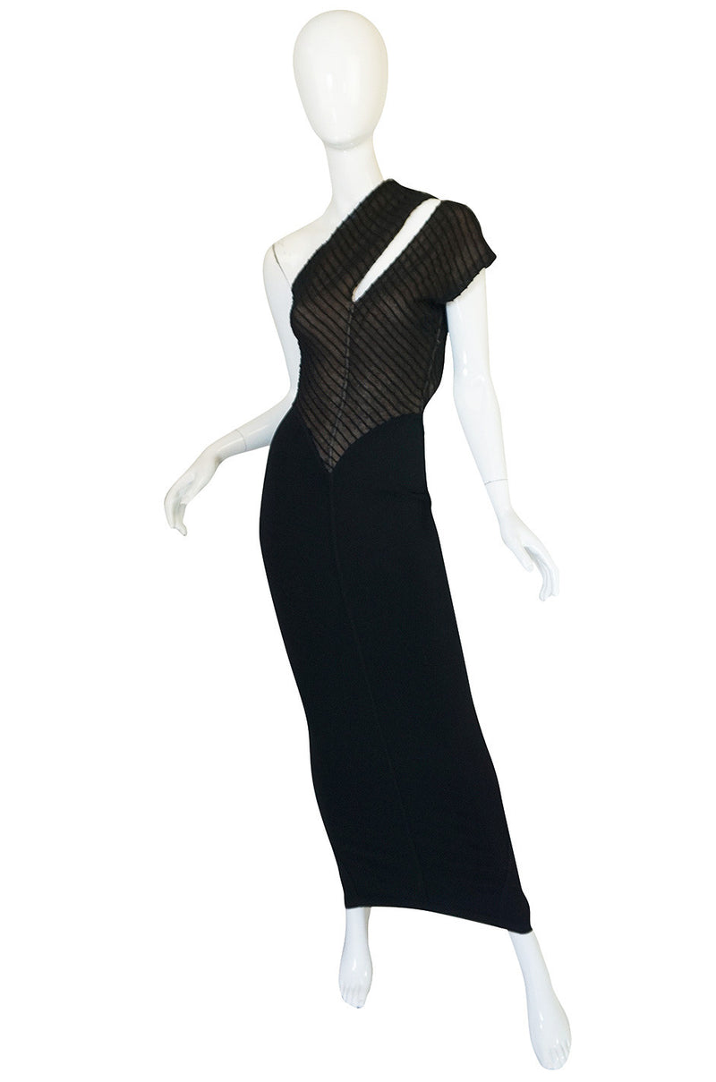 Important 1988-89 Azzedine Alaia Black One Shoulder Dress