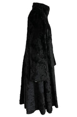 Documented 1973 Biba by Barbara Hulanicki Rare Maternity Label Black Faux Fur Swing Coat