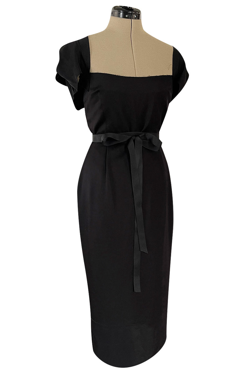 Iconic Fall 2005 Roland Mouret Heavily Documented Black Stretch Wool Mix Galaxy Dress
