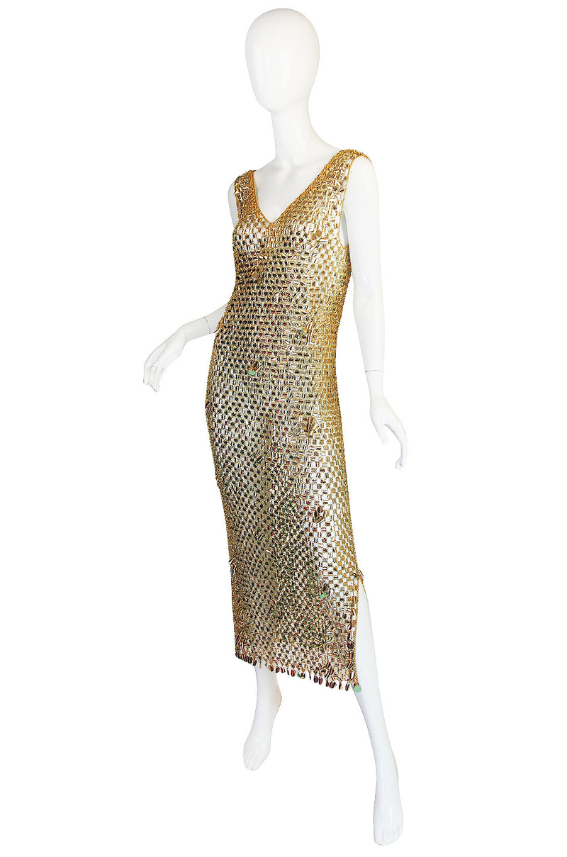 1970s Paco Rabanne Chain Mail Maxi Dress