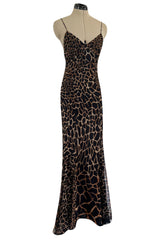 Recent Roberto Cavalli Bias Cut Leopard Print Chiffon Full Length Halter Dress