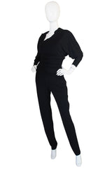 1980s Black Jersey Norma Kamali High Pant & Top Set