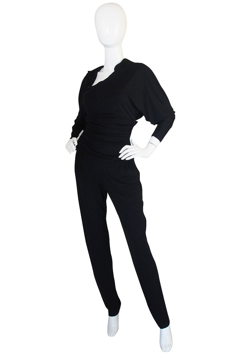 1980s Black Jersey Norma Kamali High Pant & Top Set