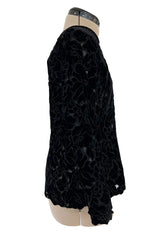 Incredible 1990s Yves Saint Laurent Haute Couture Velvet & Chiffon Cut OutsTop